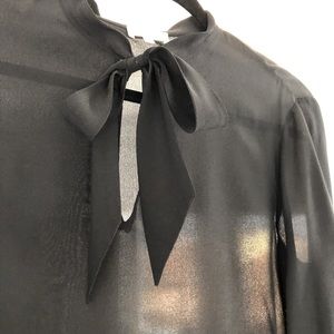 BLACK Silk Pussybow Tie Blouse